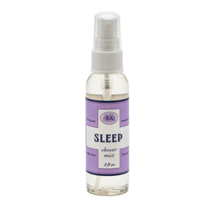 BAUDELAIRE's Sleep Shower Mist features a calming purple and white design. This natural, phthalate-free aromatherapy spray is infused with lavender essential oils, and its convenient 2 oz size brings tranquility on the go.