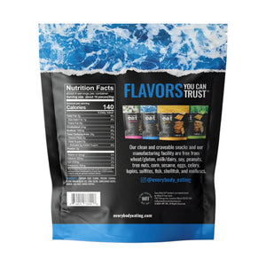 A 4oz bag of EVERY BODY EAT - SEA SALT CHIA SNACK THINS displays an image of the crunchy thins on the front. The packaging emphasizes its vegan, gluten-free, and allergy-friendly qualities—making these savory snacks from EVERY BODY EAT an ideal nut-free option for anyone seeking a tasty, wholesome crunch.