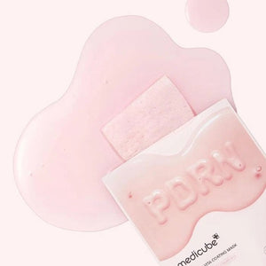 Three MEDICUBE - PDRN PINK VITA COATING MASK packets from KOSMIC KBEAUTY SKINCARE, in pink and white packaging, hang against a pastel pink background. “PDRN” is written in pink gel on each packet’s surface. This hydrating sheet mask promises glow-boosting care for visibly brighter skin.