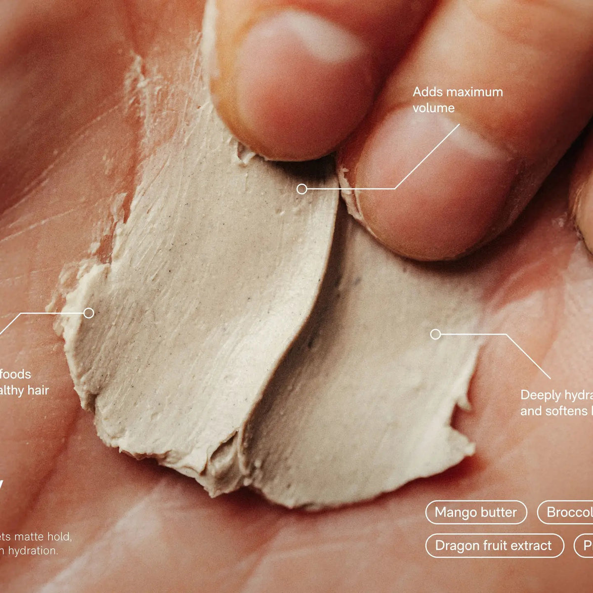 A round black container labeled "JACK HENRY - HAIR PUTTY" features white text promoting hydrating, volumizing benefits with medium hold and a matte finish. The Jack Henry container casts a shadow on a white background.