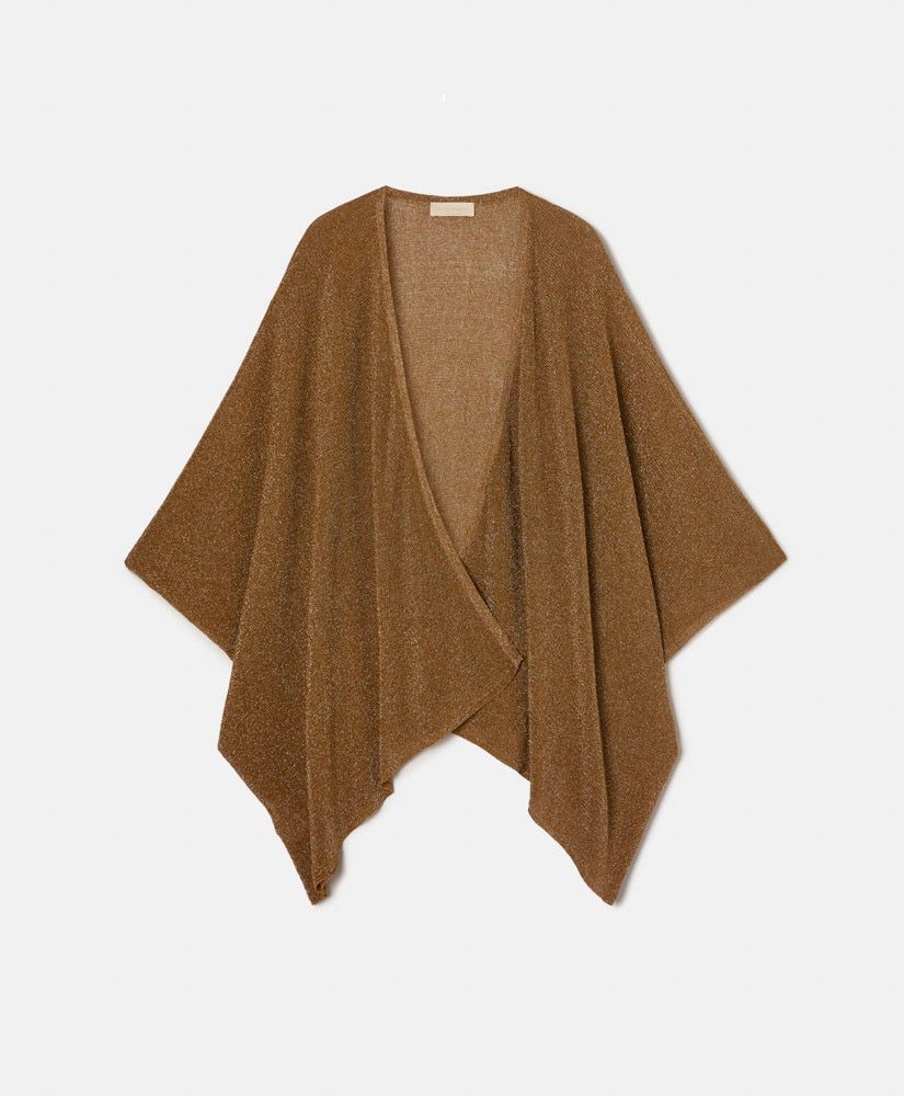 Close-up of the MOMONI - DIVINA KNIT CARDIGAN, showcasing its textured surface with a uniform stippled pattern in muted blue-gray, reminiscent of a finely woven material echoing the elegance and meticulous detail of a formal outfit.