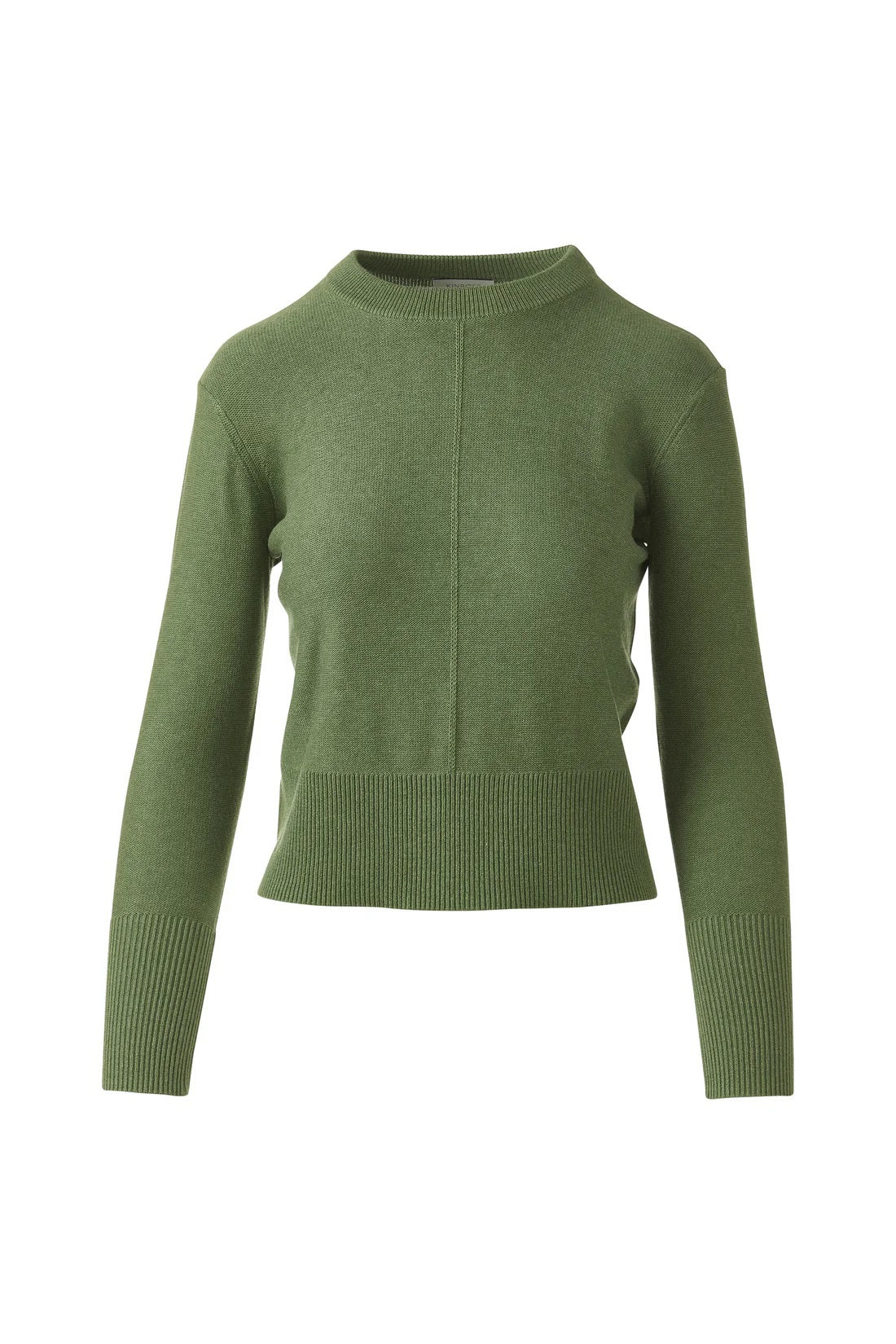 The KINROSS CASHMERE Rib Trim Crew Neck Cotton Sweater by KINROSS is a light blue pullover with a crew neckline, featuring ribbed cuffs and hem, shown on a plain white background.