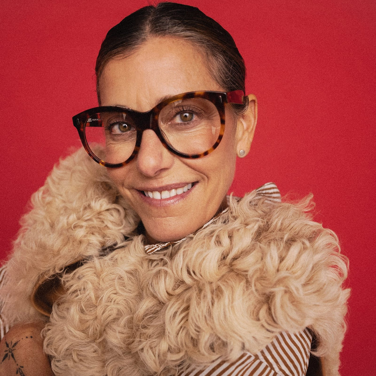 A pair of CADDIS - CHAVELA Progressive Readers in Friar Truck, featuring dark brown thick frames and round, scratch-resistant lenses, viewed from the front against a white background.
