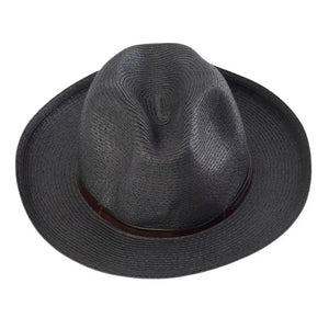 Embrace the charm of French design with TRAVAUX EN COURS' LEATHER TIE PAPER HAT. This light brown fedora, with a medium-wide brim and sleek brown leather band, offers elegance and comfort for any occasion.