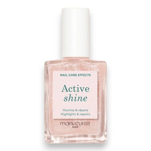 MANUCURIST - ACTIVE™ SHINE TREATMENT POLISH by MANUCURIST INC is a shimmery pink nail treatment polish formulated with beetroot extract for hydrating and providing antioxidant care to nails, AHAs to restore and harden, and hexanal to help strengthen them. The product contains 79.5% plant-based ingredients.
