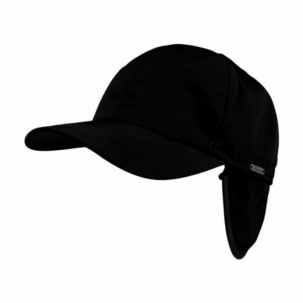 The WIGENS - Classic Sport Twill Baseball Cap with Earflaps in black is displayed against a plain white background.