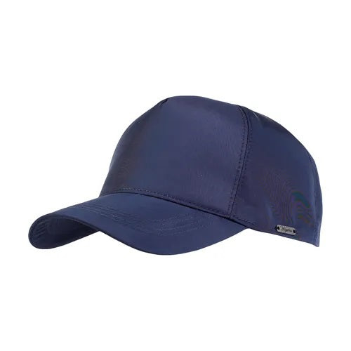 The WIGENS Contemporary Water-Repellent Baseball Cap in navy features a curved brim and adjustable strap, displayed on a white background.