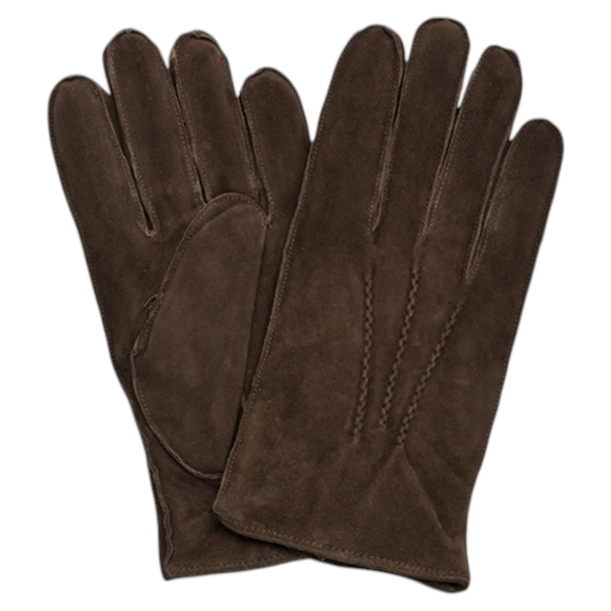 AMANDA CHRISTENSEN - SUEDE GLOVES WITH WOOL LINING IN BROWN, a pair of brown goat suede gloves with a wool lining.
