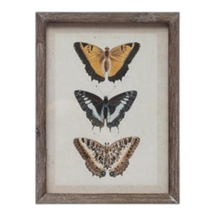 The CREATIVE COOP Wood-Framed Wall Art with Botanicals or Butterflies, Small, showcases a vintage botanical illustration of a yellow-orange flower and green leaves—timeless wall art displayed against a white background.