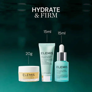 A green-themed ELEMIS - ASTON MARTIN ICONIC DISCOVERY SKINCARE COLLECTION by ELEMIS - STEINER includes travel-size skincare essentials in a box, zippered pouch, cream jar, tube, and dropper bottle, all shown on a white background.