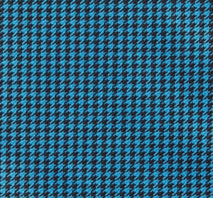 The CLIFTON WILSON Teal Houndstooth Cotton Pocket Square, made in the USA, is neatly folded and displayed on a white background.