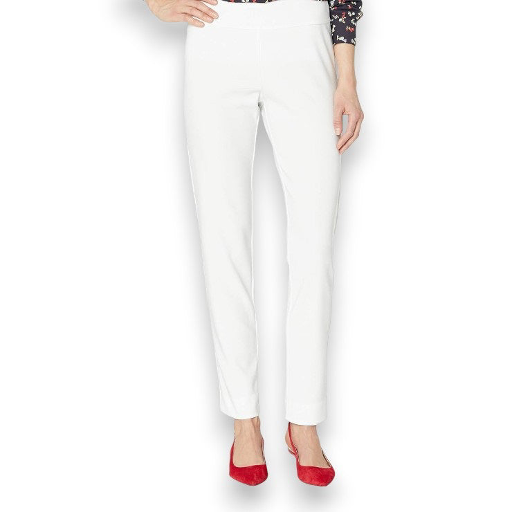 The MICROFIBER PULL ON PANT by KRAZY LARRY, INC is showcased against a white background, highlighting its dark navy blue color. These pants feature a straight-leg design and an elastic waistband, made from microfiber fabric. The high-rise style makes them suitable for both casual and semi-formal occasions.