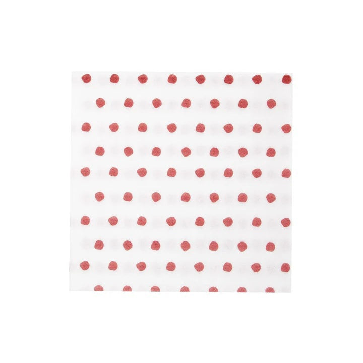 The VIETRI - DOT DINNER NAPKIN by VIETRI is a square, Italian-made napkin with evenly spaced small blue dots on a white background.
