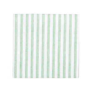 The VIETRI CAPRI Cocktail Napkins in green feature a square white design with evenly spaced vertical green stripes, offering the sophisticated look and feel of spunlace napkins—making them an ideal luxury disposable option for any occasion.