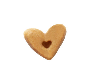 A rectangular, refillable tin labeled "PIPER LOOP PETS - LIL BISCUIT TRAINING BRIBES, CHEWY CHICKEN & APPLE," with a dog in a green sweater—chewy USA-sourced dog treats. Shake the tin, they come running!.