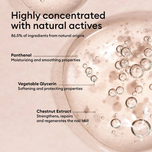 A clear glass dropper bottle labeled “SERUM COMPLET” with light blue and beige accents contains MANICURIST INC’s SERUM COMPLET NAIL HYDRATING SERUM, a transparent formula designed to hydrate and strengthen nails and cuticles.