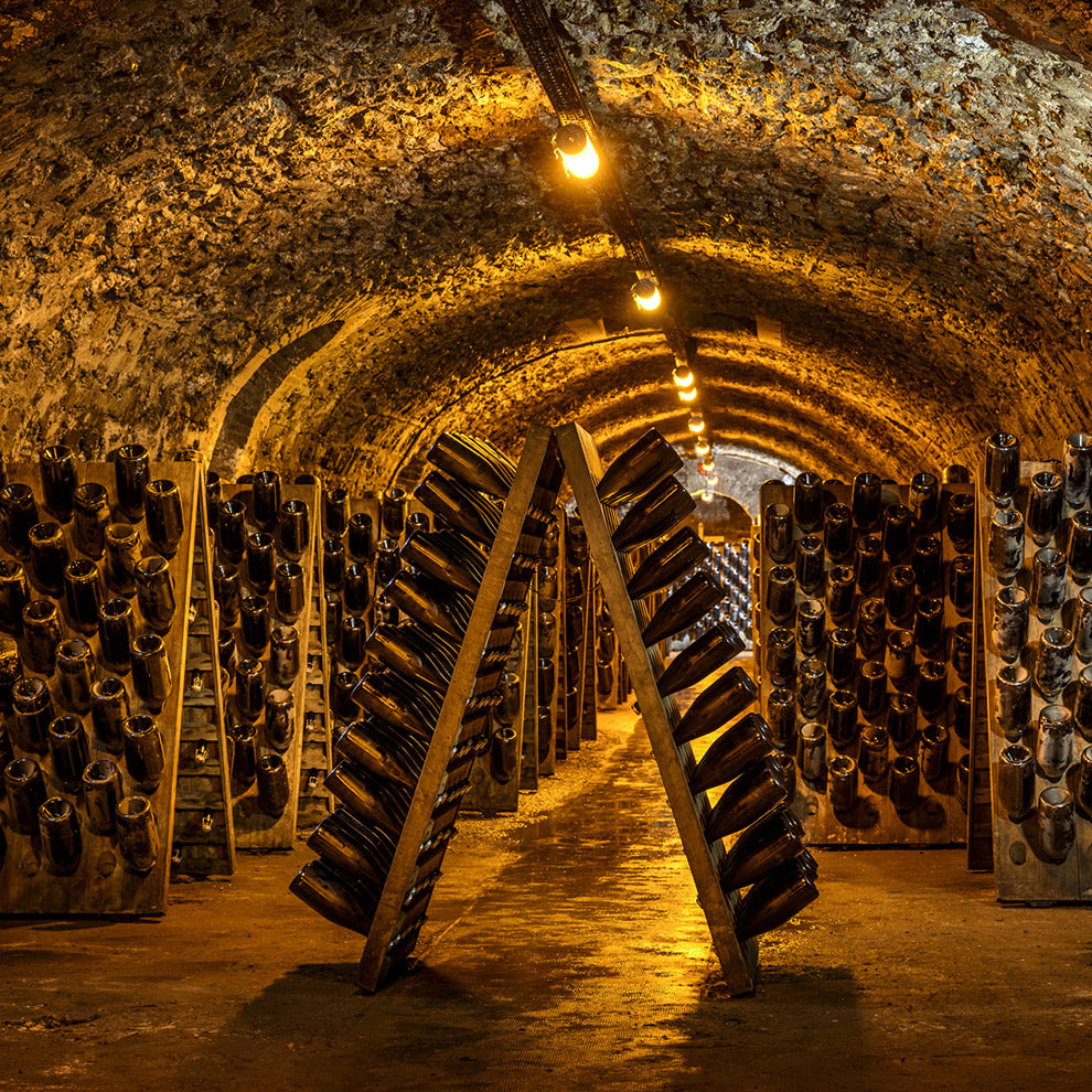 Under a partly cloudy sky, lush vineyards set the scene for FEARRINGTON VILLAGE’s Billecart-Salmon Champagne &amp; Caviar Dinner on December 11, 2025—an evening evoking elegance and serenity.