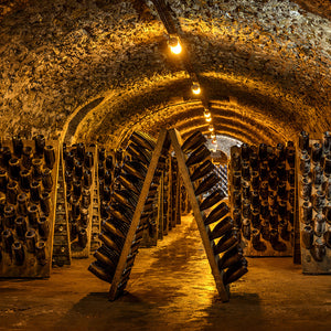 Under a partly cloudy sky, lush vineyards set the scene for FEARRINGTON VILLAGE’s Billecart-Salmon Champagne & Caviar Dinner on December 11, 2025—an evening evoking elegance and serenity.