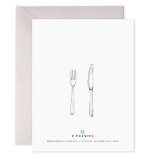 The E. FRANCES - SALT N PEPA ANNIVERSARY CARD by E. FRANCES PAPER features watercolor salt and pepper shakers with "still good together" and "happy anniversary" on heavyweight paper, visible envelope included, made in the USA.