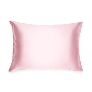 The BRANCHE - CHARMEUSE PILLOW CASE SILK comes boxed with a gray label and pink ribbon, stating “BRANCHE Sleep Luxury. Wake Up Beautiful.” Designed to reduce hair frizz and prevent wrinkles.