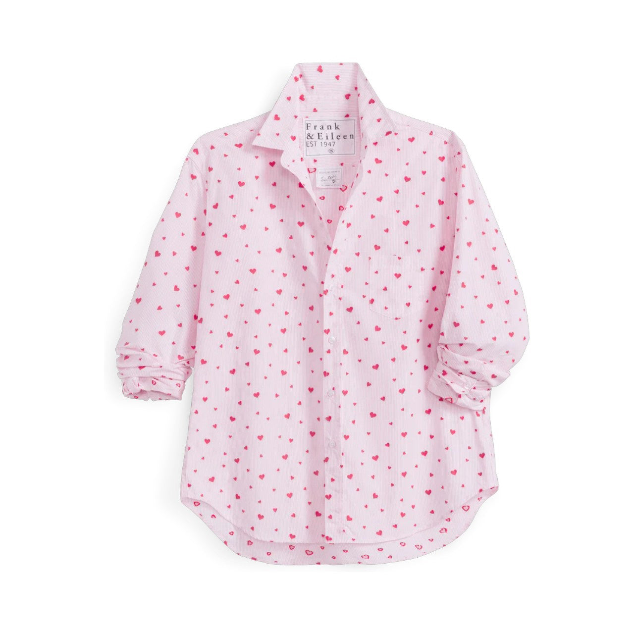 Frank&amp;Eileen ローズ ROSE ボイル コットン スキッパーシャツ Eileen, Relaxed Button-Up Shirt, Pink Floral | Frank & Eileen