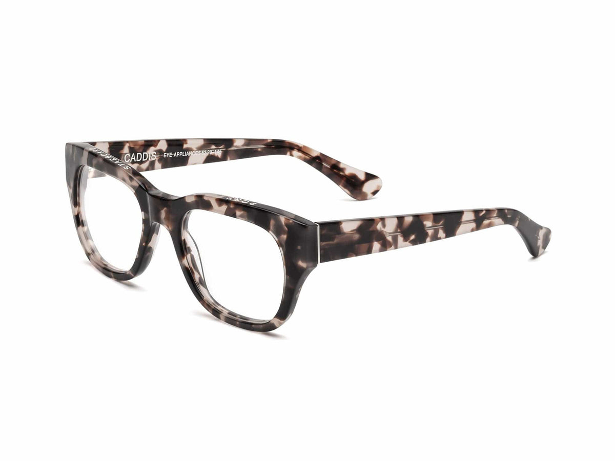 Front view of CADDIS - MIKLOS PROGRESSIVE READERS by CADDIS, featuring thick rectangular premium acetate frames in a brown and black tortoiseshell pattern, displayed against a plain white background.