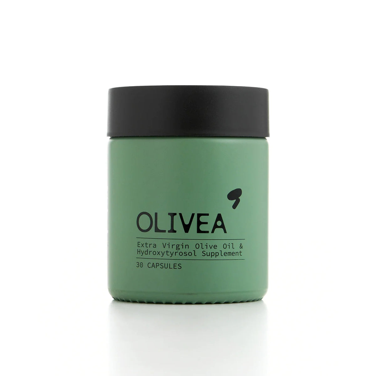 Four yellow capsules on a white surface, with the text “More potent than an olive oil shot” above them—each OLIVEA EVOO &amp; HYDROXYTYROSOL SUPPLEMENT delivers a concentrated 20 mg dose of olive polyphenols and hydroxytyrosol, powerful compounds from high-phenolic olive oil by OLIVEA.