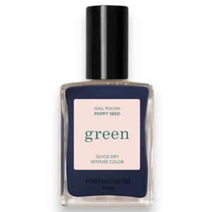 Discover MANUCURIST GREEN™ Nail Polish in Poppy Seed by MANUCURIST INC—featuring a vibrant, glossy shade inspired by blue nail polish swatches. This bio-sourced, non-toxic polish offers a chic and modern blue tone, ideal for those seeking a clean beauty alternative with a sophisticated finish reminiscent of both English and French-inspired hues.