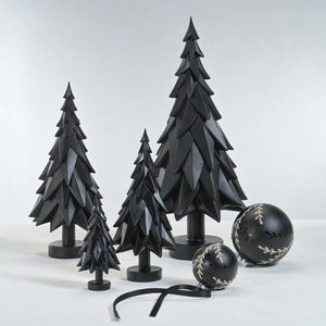 The ZODAX BLACK MATTE DECORATIVE TREE - MEDIUM is a modern resin figurine featuring angular, layered branches and a round base, perfect for stylish home decor.