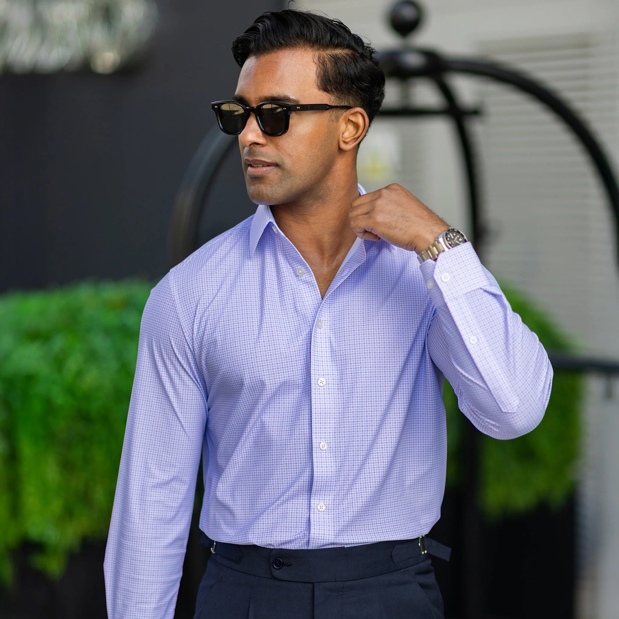 COLLARS AND CO - SEMI SPREAD COLLAR APEX PERFORMANCE DRESS SHIRT IN LA COLLARS AND CO - SEMI SPREAD COLLAR APEX PERFORMANCE DRESS SHIRT IN LA