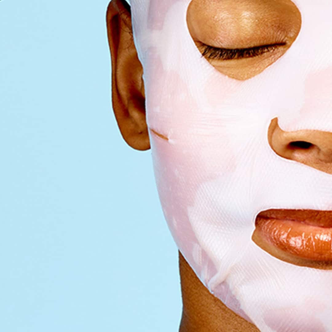 A black packet labeled &quot;SKINCEUTICALS - BIOCELLULOSE RESTORATIVE MASKS (6PC)&quot; by SKIN CEUTICALS, described as a replenishing mask for sensitive or post-procedure skin, with &quot;Correct&quot; at the bottom and a ruler along the left side.