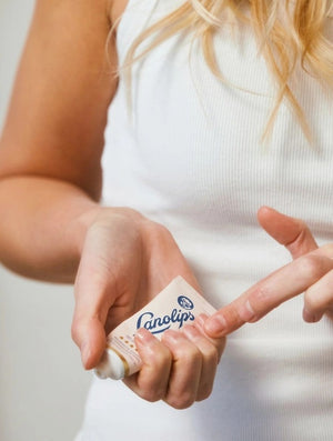 A pink tube labeled “LANOLIPS - 101 OINTMENT MULTIPURPOSE SUPERBALM” from LANOLIPS—an ultra-hydrating moisturizer—displays a blue logo with a sheep’s head and five gold stars, standing upright on a white background.