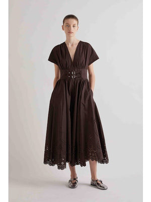 MEIMEIJ - V NECK LASER CUT DRESS