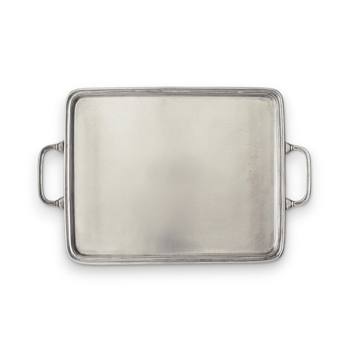 The MATCH - PEWTER RECTANGULAR TRAY WITH HANDLES MEDIUM by MATCH is shown from above, highlighting its two handles, set against a plain white background.