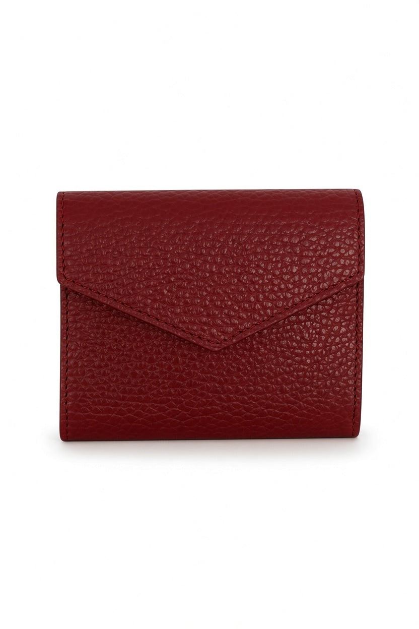 LE BORSETTE LEATHER FOLDOVER WALLET in brown pebbled leather with an envelope-style flap.