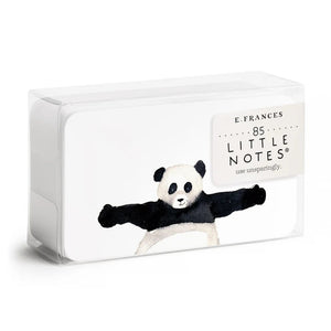 A box of 85 E. FRANCES PAPER - PANDA HUG LITTLE NOTES features a delightful watercolor panda illustration offering hugs, encouraging you to use the cards freely.
