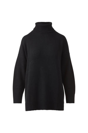 The KINROSS CASHMERE oversized cozy mock neck sweater features long sleeves with ribbed cuffs, hem, and collar in beige cashmere, shown on a white background.