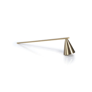 The ZODAX CASABLANCA Brass Candle Snuffer features a 10-inch straight handle and a conical end, shown on a white background.
