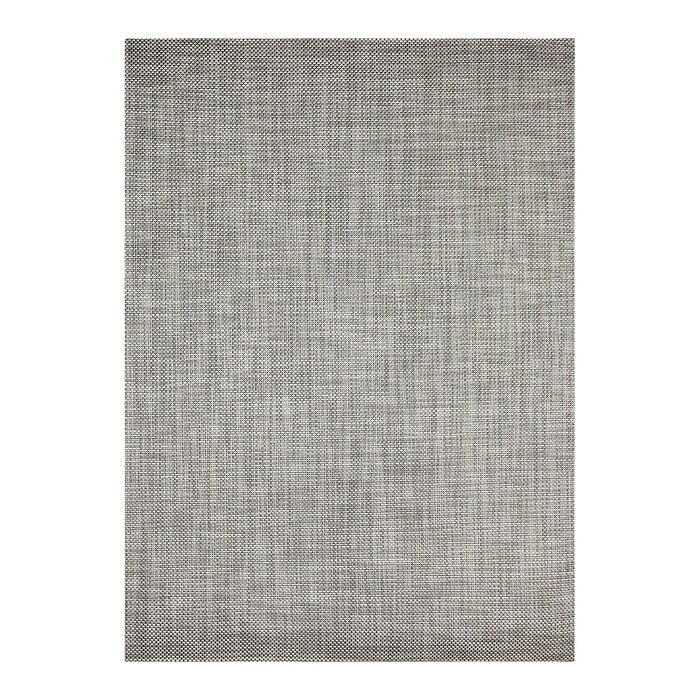 The CHILEWICH - BASKETWEAVE FLOORMAT by CHILEWICH features a subtle gray and white woven pattern in a minimal, neutral rectangular design, made with recycled content for eco-friendly appeal.