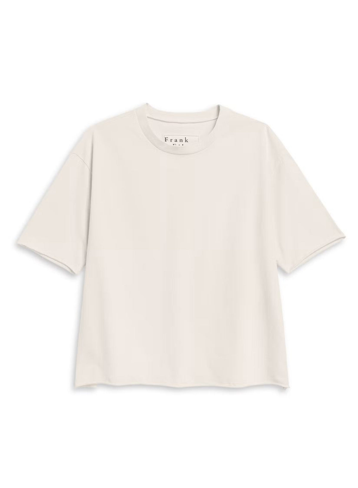 The FRANK & EILEEN Perry NYC Crewneck Tee in Vintage Jersey Vintage White features a plain white, short-sleeved design with a relaxed, slightly boxy fit and classic crew neckline, reminiscent of timeless vintage jersey styles. Displayed against a white background.