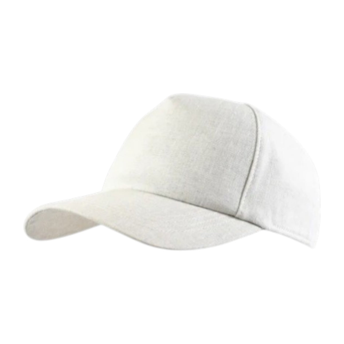 The WIGENS - CONTEMPORARY LINEN BASEBALL CAP IN LIGHT BEIGE by WIGENS features Belgian Libeco linen and a curved brim, displayed against a white background—ideal for stylish summer sun protection.