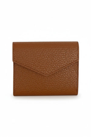 LE BORSETTE LEATHER FOLDOVER WALLET in brown pebbled leather with an envelope-style flap.