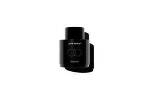 A black 50ml bottle of JACK HENRY - BALANCE EAU DE PARFUM, branded with minimalist white text and two interlocking circles, is shown against a white background with a shadow to the right.