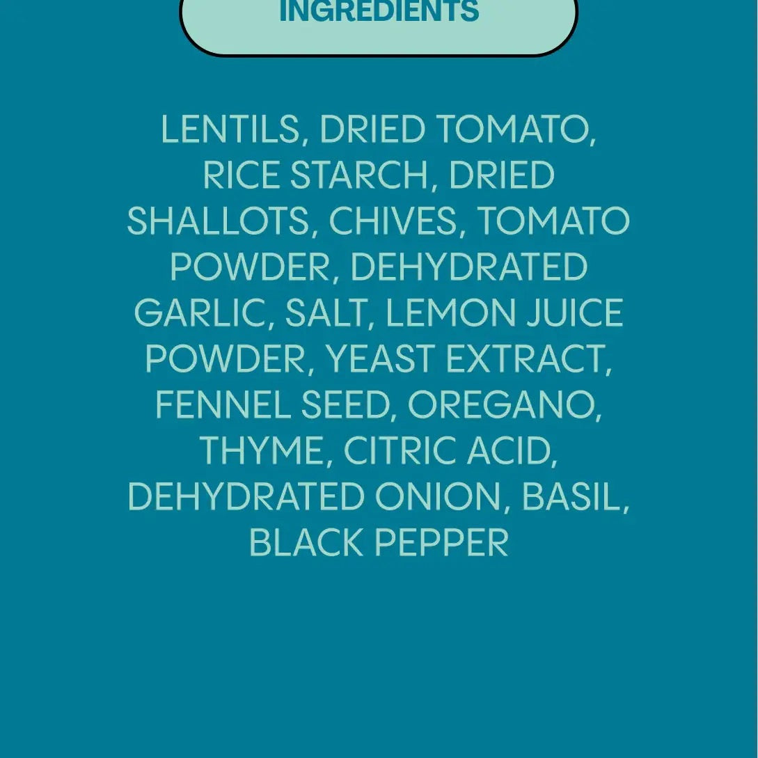 A blue container of LENTIFUL - LEMON MEDITERRANEAN INSTANT LENTILS by LENTIFUL, highlighting vibrant imagery of lemon, tomato, and herbs. Inspired by classic Greek cuisine, this plant-powered option offers 12g protein, 7g fiber, and 200 calories per serving. The label features the Non-GMO Project Verified seal, making it a nutritious pick for those seeking a Blue Zone-inspired lifestyle.