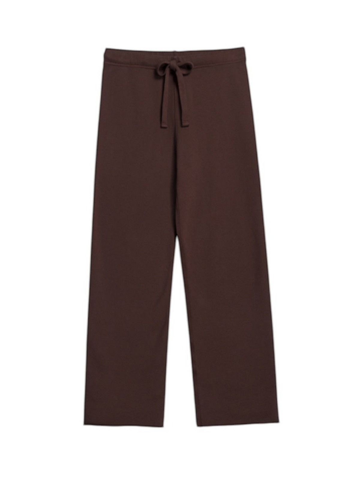 Fearrington Village Frank and Eileen Catherine long wide-leg sweatpants in coco brown cotton with a drawstring waist.