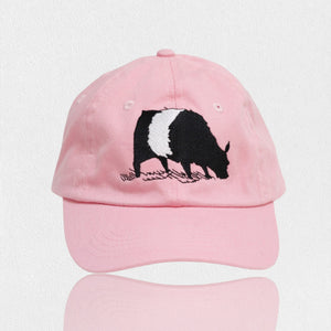 The FEARRINGTON LIFESTYLE COLLECTION - YOUTH BELTIE TWILL HAT from VALUCAP THREDS is a blue cotton twill baseball cap featuring an embroidered black and white badger on the front. This premium fabric cap has a curved brim and is displayed against a plain, white background.
