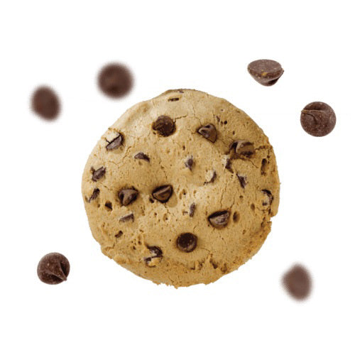 A package of WOW Baking Company's Gluten Free Chocolate Chip Cookies is shown. The packaging is predominantly white with a vertical brown stripe on the left side. Text indicates that the cookies are gluten-free, made with natural ingredients, GMO-free, and weigh 78 grams. An illustration of a cookie hints at their delicious flavor.