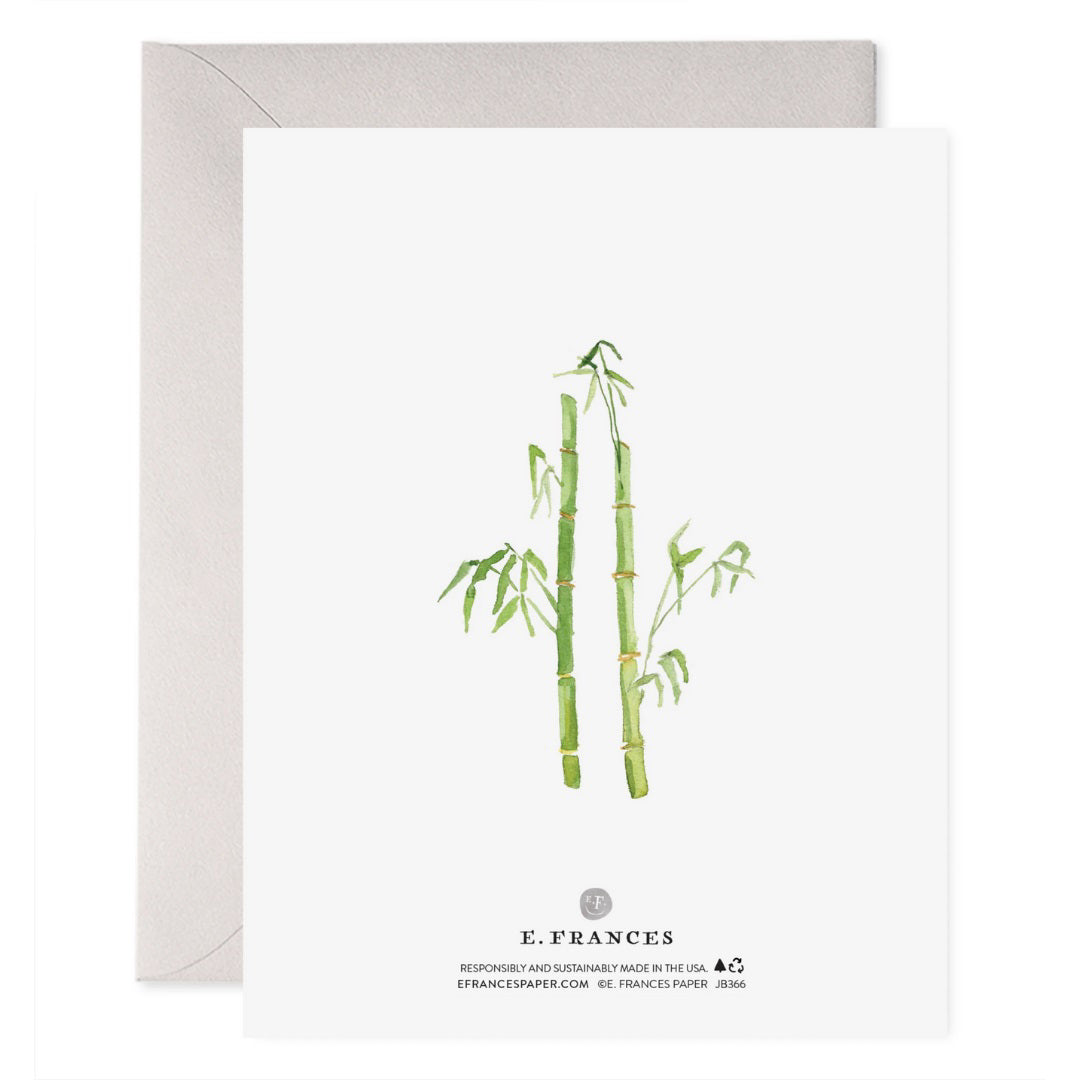 The E. FRANCES PAPER - PANDA PAIR CARD features two watercolor pandas sitting back-to-back, embellished with "LOVE YOU" in gold foil. It is presented with a light gray envelope and crafted on luxe heavyweight paper by E. FRANCES PAPER.