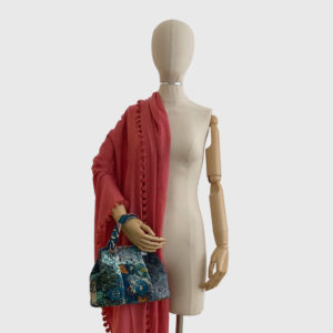 pashimina scarf and velvet handbag