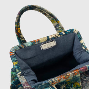velvet handbag inside detail